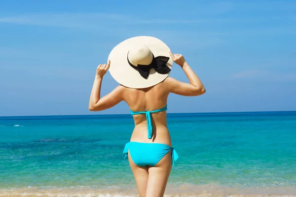 Beautiful Woman Swimsuit Posing Thai Beach Summer Holiday Vacation Traveling — Zdjęcie stockowe