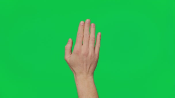 Male Hand Touching Clicking Tapping Sliding Swiping Chroma Key Green — Αρχείο Βίντεο