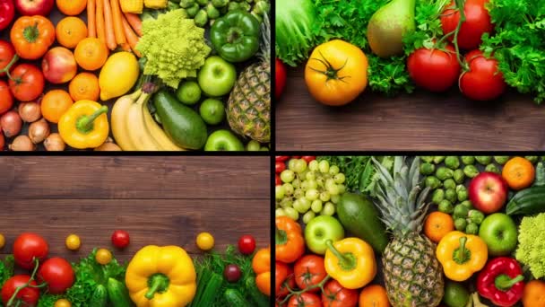 Note Alimentazione Verdure Fresche Frutta Superfood Nutrizione Dieta Concetto Cibo — Video Stock