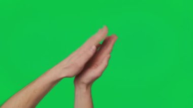 Male hand touching, clicking, tapping, sliding and swiping on chroma key green screen background. Different signs and gestures with fingers. Gestures pack. Using a smartphone, tablet or a touchscreen