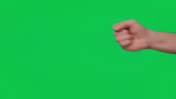 Mans Hand Shows Gestures Signs Success Chroma Key Green Screen — Αρχείο Βίντεο
