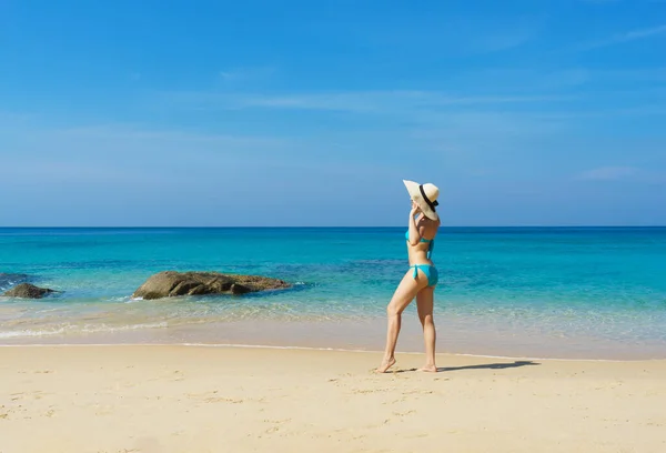 Beautiful Woman Swimsuit Posing Thai Beach Summer Holiday Vacation Traveling —  Fotos de Stock