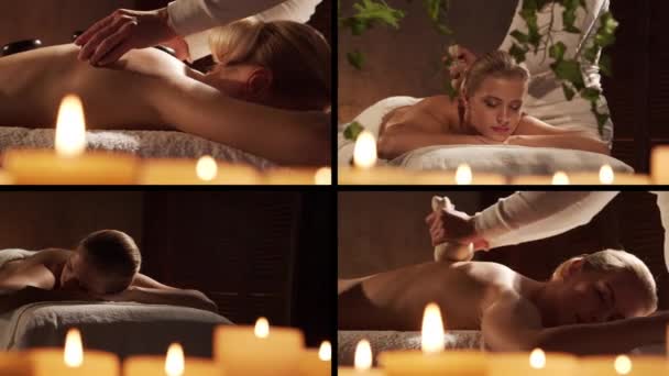 Mulher Jovem Saudável Bonita Recebe Terapia Massagem Colagem Salão Spa — Vídeo de Stock