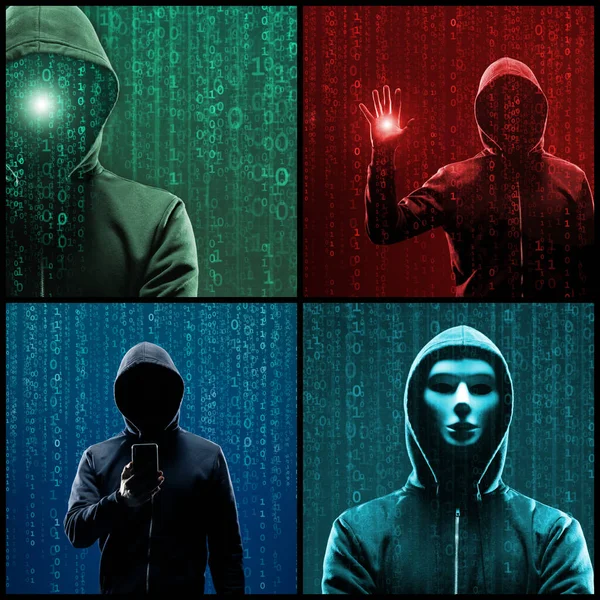 Wanted Hacker Coding Virus Ransomware Usando Código Binário Abstrato Conceito — Fotografia de Stock