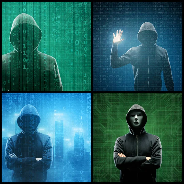 通缉犯是用抽象二进制代码对病毒Ransomware进行编码的人 网络攻击 系统破坏及恶意软件的概念 — 图库照片