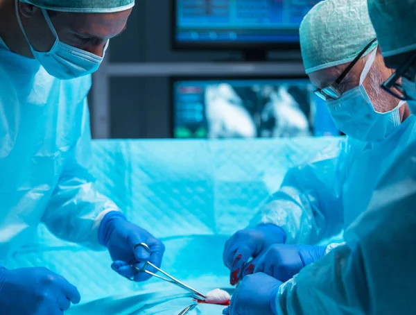 장비와 기술을 사용하여 수술실에서 수술을 의사들은 병원에서 환자를 살리기 노력하고 스톡 사진