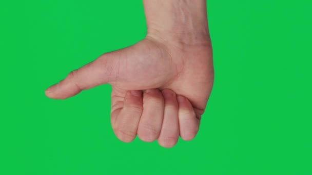 Male Hand Showing Thumb Gesture Chroma Key Green Screen Background — Vídeo de Stock
