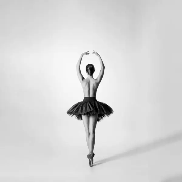 Balletttänzer Isoliert Vor Weißem Hintergrund Schöne Ballerina Tritt Studio Auf lizenzfreie Stockfotos
