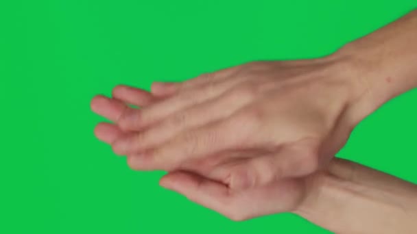 Мужская Рука Касания Щелчок Нажатие Скольжение Повороты Зеленом Фоне Хрома Лицензионные Стоковые Видео