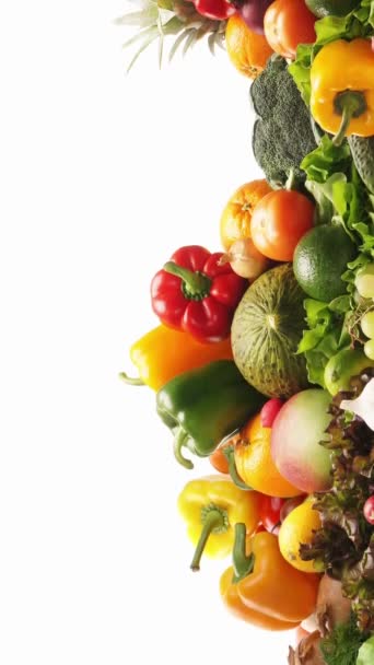 Vidéo Verticale Ingrédients Alimentaires Sains Légumes Frais Fruits Superaliments Nutrition — Video