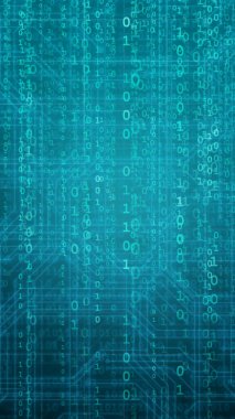 İkili kod ile dijital arka plan. Bilgisayar korsanları, darknet, sanal gerçeklik ve bilim kurgu kavramı.