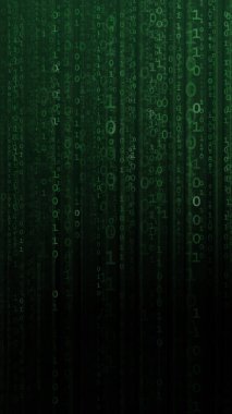 İkili kod ile dijital arka plan. Bilgisayar korsanları, darknet, sanal gerçeklik ve bilim kurgu kavramı.