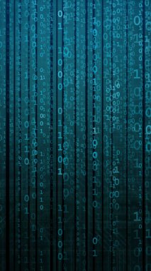 İkili kod ile dijital arka plan. Bilgisayar korsanları, darknet, sanal gerçeklik ve bilim kurgu kavramı.