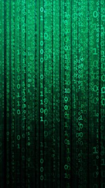 İkili kod ile dijital arka plan. Bilgisayar korsanları, darknet, sanal gerçeklik ve bilim kurgu kavramı.