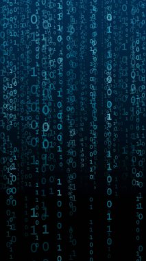 İkili kod ile dijital arka plan. Bilgisayar korsanları, darknet, sanal gerçeklik ve bilim kurgu kavramı.