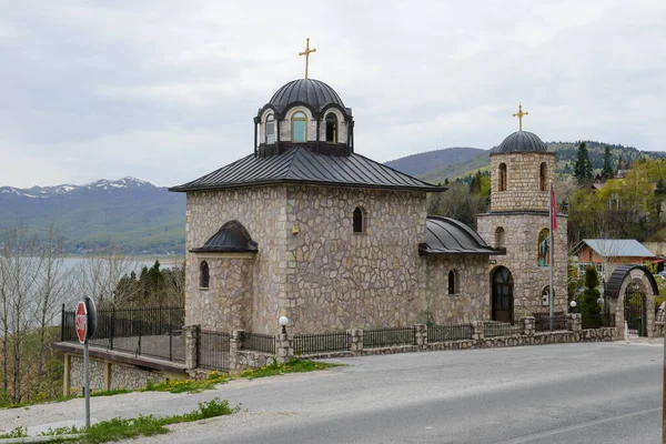 Mavrovo Macedonia Maggio 2022 Chiesa Trinca Sul Lago Mavrovo Macedonia — Foto Stock