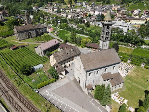 Drone Uitzicht Het Dorp Giornico Zwitserse Alpen — Stockfoto