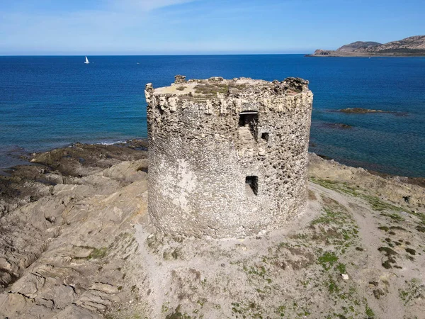 Drone View Tower Pelosa Stintino Sardinia Italy — Stock Photo, Image