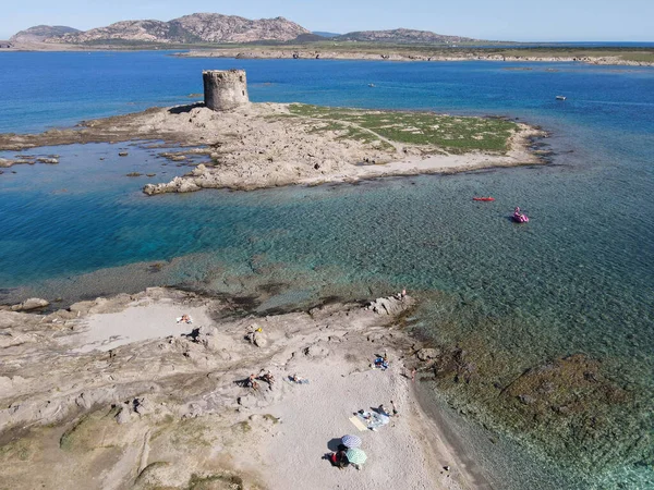Drone Uitzicht Het Strand Van Pelosa Bij Stintino Sardinië Italië — Stockfoto