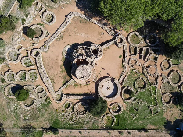 Widok Drona Stanowisko Archeologiczne Palmavera Sardynii Włoszech — Zdjęcie stockowe