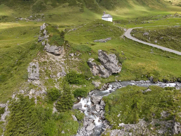 Vista Del Dron Furenalp Sobre Engelberg Los Alpes Suizos — Foto de Stock
