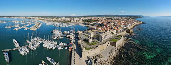 Drone Uitzicht Historische Stad Alghero Sardinië Italië — Stockfoto