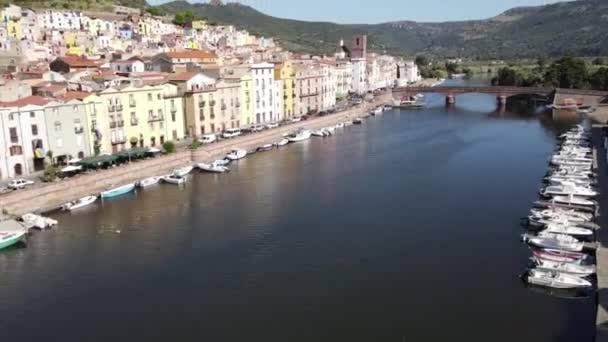 Вид Дрону Село Боса Сардинії Італія — стокове відео
