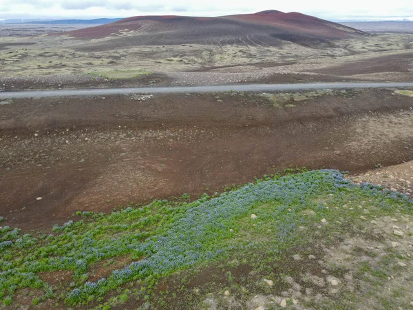 Vista Drone Uma Estrada Terra Islândia — Fotografia de Stock