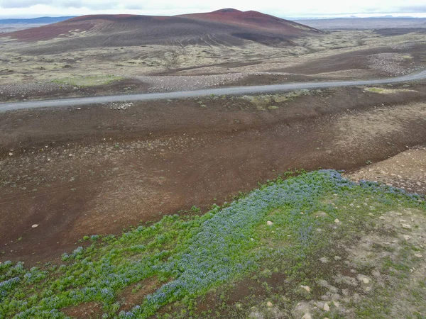 Вид Беспилотника Грунтовую Дорогу Исландии — стоковое фото