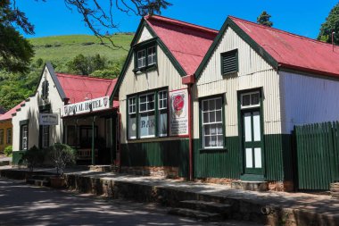 Pilgrim's Rest, South Africa - 8 January 2023: the colonial houses in the old town of Pilgrim's Rest on South Africa