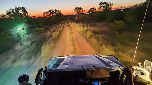 stock image Car with tourists on a safari at Kruger national park in South Africa