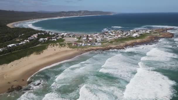 Vista Drone Aldeia Buffalo Bay África Sul — Vídeo de Stock