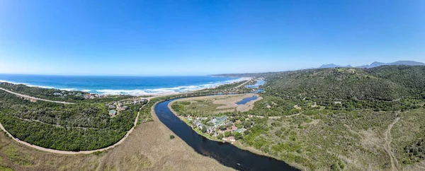 Widok Drona Rzekę Plażę Dziczy Republice Południowej Afryki — Zdjęcie stockowe