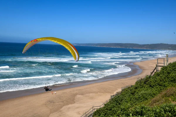 Person Flying His Paraglider Beach Wilderness South Africa — Stock Photo, Image
