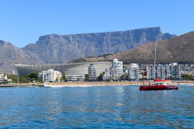 Cape Town, Güney Afrika - 3 Şubat 2023: Güney Afrika 'daki Cape Town limanında futbol stadyumu