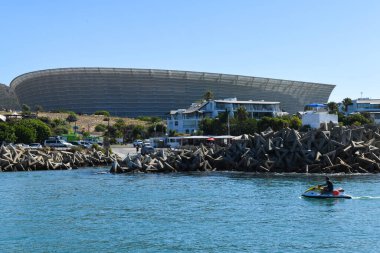 Cape Town, Güney Afrika - 3 Şubat 2023: Güney Afrika 'daki Cape Town limanında futbol stadyumu