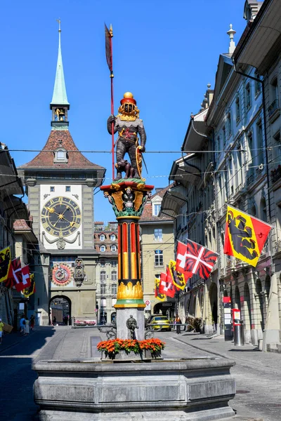 Bern Switzerland June 2023 Famous Clocktower Fountain Bern Switzerland Unesco — Stock Photo, Image