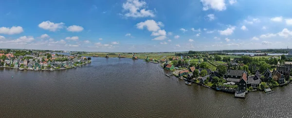 Drohnenblick Auf Die Windmühlen Von Zaanse Schans Bei Amsterdam Holland — Stockfoto