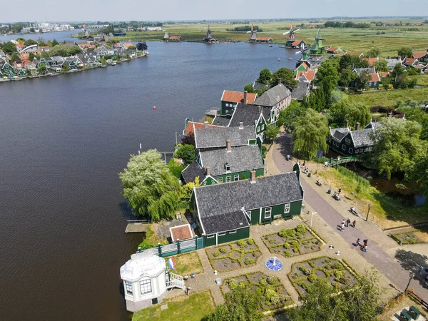 Drone View Windmolens Van Zaanse Schans Bij Amsterdam Holland — Stockfoto