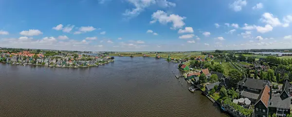 Drone Vista Presso Mulini Vento Zaanse Schans Vicino Amsterdam Olanda — Foto Stock