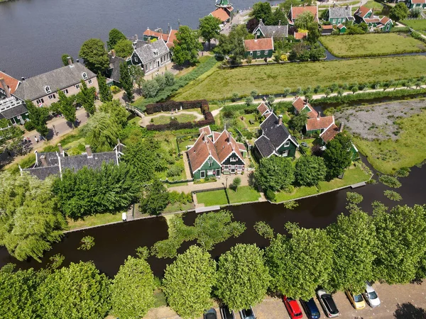 Utsikt Över Zaanse Schans Väderkvarnar Nära Amsterdam Holland — Stockfoto