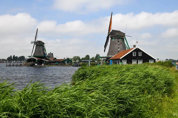 オランダのアムステルダム近くのザーンセ スカンスの風車で見る — ストック写真