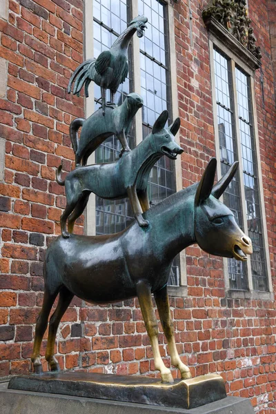 Escultura Músicos Ciudad Bremen Plaza Central Bremen Alemania —  Fotos de Stock