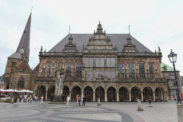 Brême Allemagne Juin 2023 Place Marché Avec Mairie Brême Allemagne — Photo