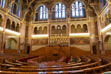 Budapeşte, Macaristan - 19 Mayıs 2023: Macaristan 'daki Budapeşte Parlamentosu' nun İçişleri