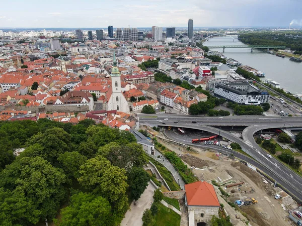 Drone Uitzicht Het Kasteel Van Bratislava Slowakije — Stockfoto