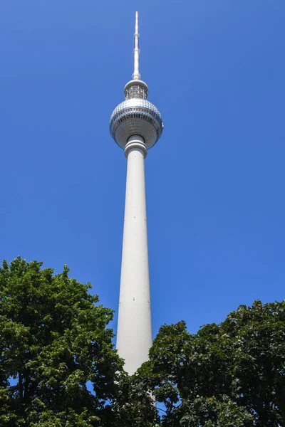 Widok Wieżę Telewizyjną Berlina Niemczech — Zdjęcie stockowe