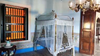 Tirinidad, Küba - 13 Ağustos 2023: Küba 'daki Trinidad' daki Romantik Müzenin İçi