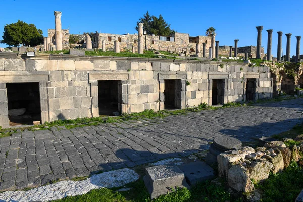 Widok Rzymskie Ruiny Umm Qais Gadara Jordanii — Zdjęcie stockowe