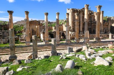 Ürdün 'deki Jerash' ın Roma harabelerine bakın.